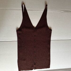Lou & Grey Metallic Chocolate Brown Tank Top